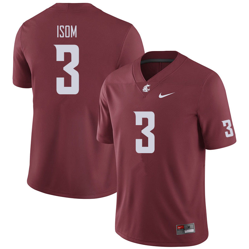 Men #3 Daniel Isom Washington State Cougars Football Jerseys Sale-Crimson